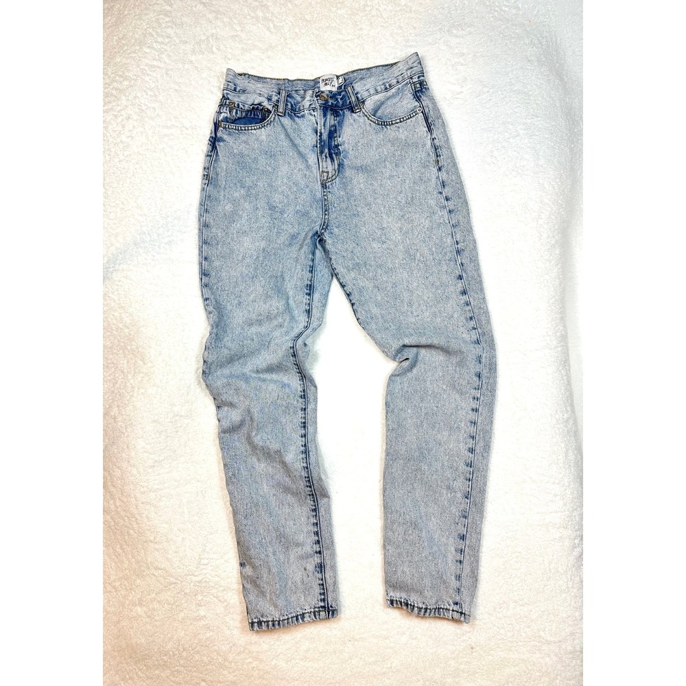 Princess Polly Acid Wash denim womens 8 High Rise straight taper organic cotton‎